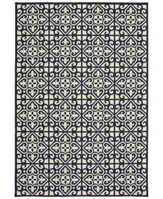 Oriental Weavers - Marina 5927B Ivory/Navy 2'5" x 4'5" Indoor/Outdoor Area Rug