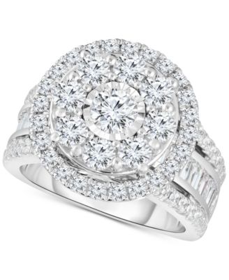 Macy's - Diamond Halo Cluster Engagement Ring (3 ct. t.w.) in 10k White Gold