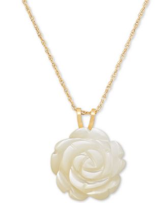 Macy's - Mother-of-Pearl Rose 18" Pendant Necklace in 10k Gold