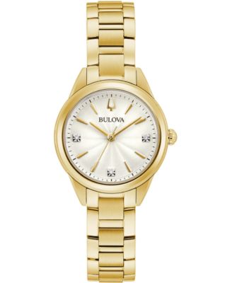 Bulova - Women's Sutton Diamond-Accent Gold-Tone Stainless Steel Bracelet Watch 28mm