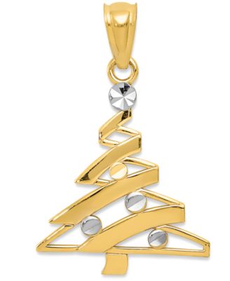 Macy's - Two-Tone Modern Christmas Tree Charm Pendant in 14k Gold