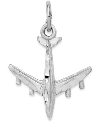 Macy's - Airplane Charm Pendant in 14k White Gold