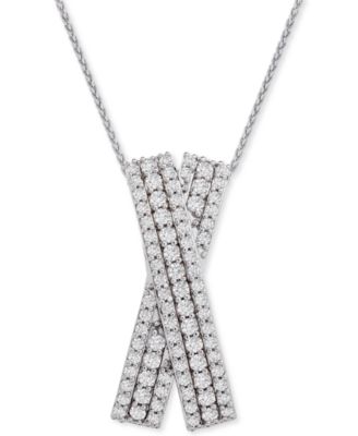 Wrapped in Love - Diamond Multi-Row Crossover 20" Pendant Necklace (1 ct. t.w.) in Sterling Silver