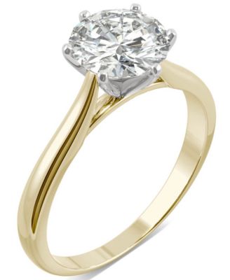 Charles & Colvard - Moissanite Solitaire Engagement Ring 1-1/2 ct. t.w. Diamond Equivalent in 14k White or Yellow Gold