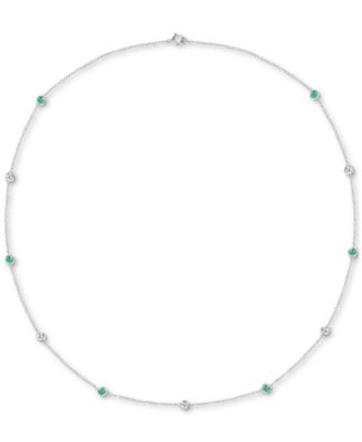 Macy's - Emerald (3/4 ct. t.w.) & White Sapphire (3/8 ct. t.w.) 17" Collar Necklace in Sterling Silver. Also in Ruby & Sapphire