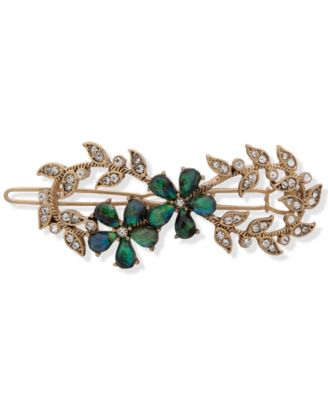 lonna & lilly - Gold-Tone Crystal & Stone Flower Sprig Hair Barrette