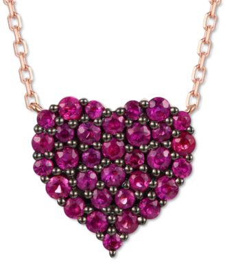 Le Vian - Passion Ruby Heart Cluster 17-1/2" Pendant Necklace (3/4 ct. t.w.) in 14k Rose Gold