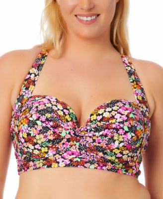 Salt + Cove - Trendy Plus Size Ditsy-Print Underwire Bikini Top