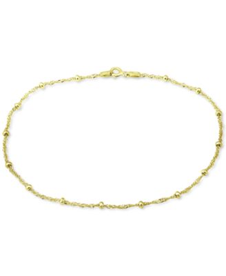 Giani Bernini - Beaded Singapore Link Ankle Bracelet in 18k Gold-Plated Sterling Silver