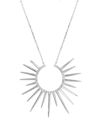 Macy's - Cubic Zirconia Sun Ray Pendant Necklace, 16" + 2" extender