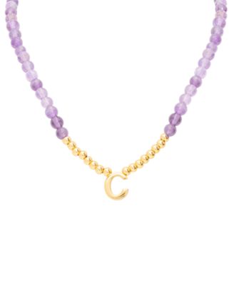 Macy's - Amethyst Bead Initial 18" Pendant Necklace (63-5/8 ct. t.w.) in Gold-Plated Sterling Silver