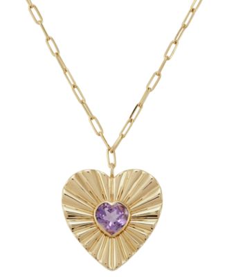 Macy's - Amethyst (1-1/2ct.tw.) Heart Pendant 18" Necklace in 14k Gold-Plated Sterling Silver