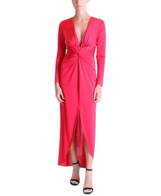 julia jordan - Women's Plunge V-Neck Draped Maxi Dress