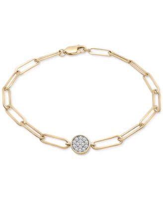 Macy's - Diamond Circle Cluster Paperclip Link Bracelet (1/6 ct. t.w.) in 14k Gold-Plated Sterling Silver, Created for