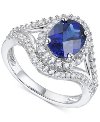 Macy's - Lab-Grown Blue Sapphire (2 ct. t.w.) and White Sapphire (3/4 ct. t.w.) in Sterling Silver