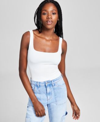 And Now This - Women's Square-Neck Sleeveless Thong Bodysuit