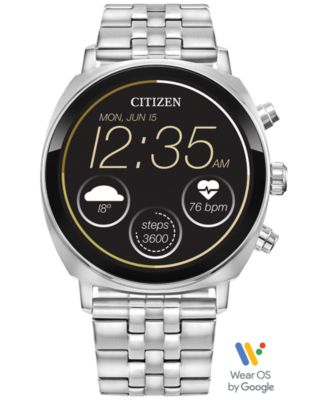 Citizen - Unisex CZ Smart Wear OS Stainless Steel Bracelet Smart Watch 41mm