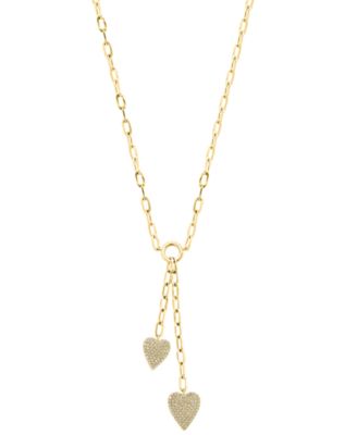 EFFY Collection - Diamond Double Heart 18" Lariat Necklace (1/2 ct. t.w.) in 14k Gold