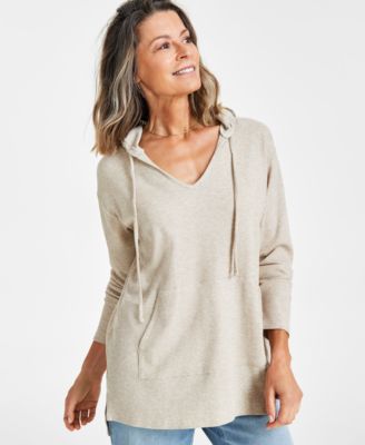 Style & Co - Petite Waffle-Knit Tunic Hoodie, Created for Macy's