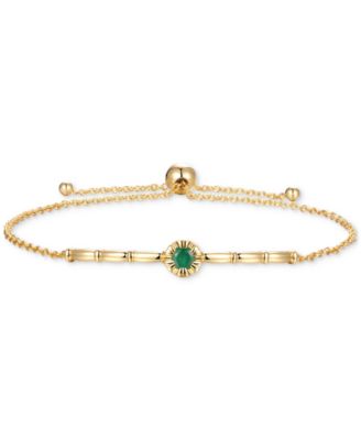 Macy's - Emerald & Polished Bar Bolo Bracelet (1/3 ct. t.w.) in Gold-Plated Sterling Silver (Also in Ruby & Sapphire)