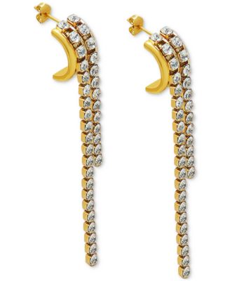 Heymaeve - 18k Gold-Plated Cubic Zirconia Draped J-Hoop Earrings