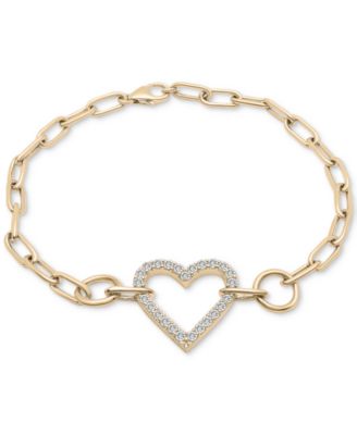 Wrapped in Love - Diamond Heart Paperclip Link Bracelet (1/2 ct. t.w.) in 14k Gold