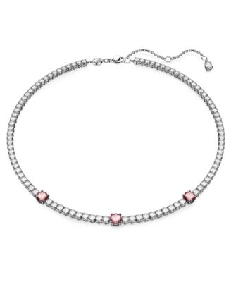Swarovski - Rhodium-Plated Mixed Crystal Tennis Necklace, 15" + 2-3/4"