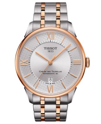 Tissot - Men's Swiss Automatic Chemin des Tourelles Powermatic 80 Helvetic Pride Two-Tone Stainless Steel Bracelet Watch 42mm