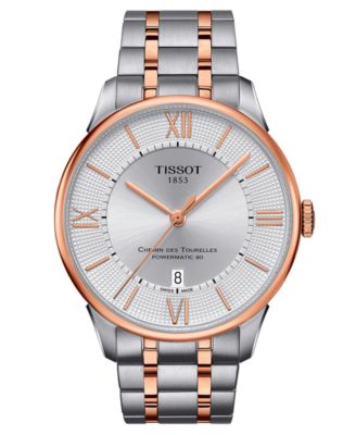Tissot - Men's Swiss Automatic Chemin des Tourelles Powermatic 80 Two-Tone Stainless Steel Bracelet Watch 42mm