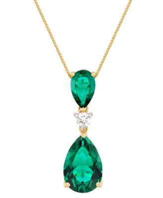 Grown With Love - Lab Grown Emerald (3-1/3 ct. t.w.) & Lab Grown Diamond (1/8 ct. t.w.) 18" Pendant Necklace in 14k Gold