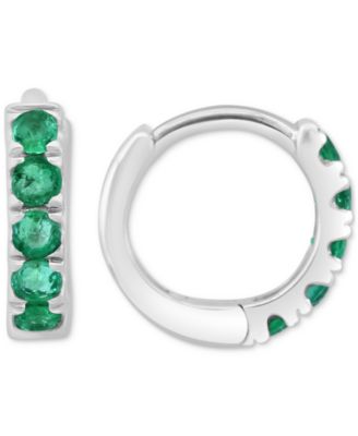 EFFY Collection - Emerald Small Huggie Hoop Earrings (1/4 ct. t.w.) in Sterling Silver (Also in Sapphire, Ruby & Multi-Gemstone), 0.33"