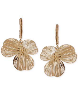 lonna & lilly - Gold-Tone Open Flower Leverback Drop Earrings