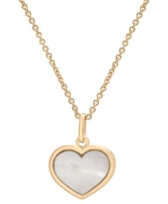 Macy's - Mother of Pearl Heart 18" Pendant Necklace in 14k Gold-Plated Sterling Silver