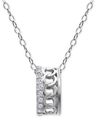 Giani Bernini - Cubic Zirconia Open Link Rondelle Slide Pendant Necklace, 16" + 2" extender