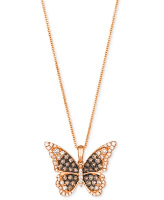 Le Vian - Chocolate Ombr&eacute; Diamond & Vanilla Diamond Butterfly 20" Adjustable Pendant Necklace (3/4 ct. t.w.) in 14k Rose Gold