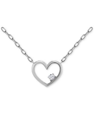 Giani Bernini - Cubic Zirconia Accent Open Heart Pendant Necklace in Sterling Silver, 16" + 2" extender