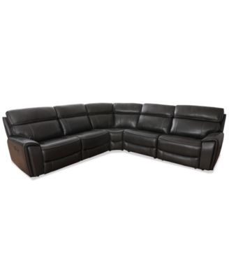 Furniture - 119.5" 5-Pc. Leather Sectional with 2 Power Recliners