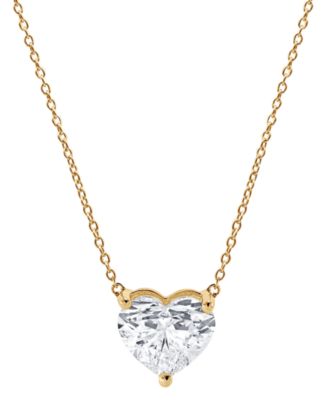 Badgley Mischka - Lab Grown Certified Diamond Heart Solitaire Pendant Necklace (2 ct. t.w.) in 14k Gold, 16" + 2" extender