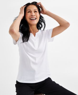 Style & Co - Petite Cotton Henley Short-Sleeve T-Shirt