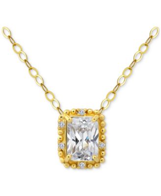 Giani Bernini - Cubic Zirconia Bead Frame Pendant Necklace in 18k Gold-Plated Sterling Silver, 16" + 2" extender