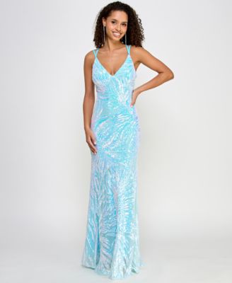 Morgan & Company - Juniors' Sweetheart-Neck Sleeveless Sequin Gown