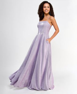 City Studios - Juniors' Sleeveless Glitter Ball Gown