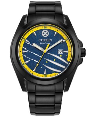 Citizen - Men's Marvel Wolverine Black-Tone Stainless Steel Bracelet Watch 43mm Gift Set