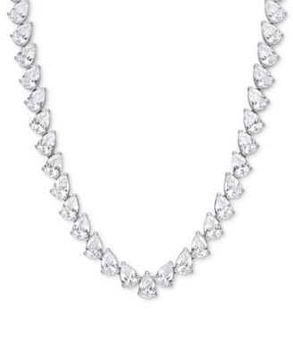 Macy's - Lab-Grown White Sapphire Pear 18" Tennis Necklace (39-1/2 ct. t.w.) in Sterling Silver