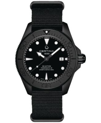 Certina - Men's Swiss Automatic DS Action Black Synthetic Nylon Strap Watch 43mm