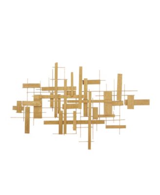 CosmoLiving - Gold Metal 3D Stripes Geometric Wall Decor 62" x 2" x 32"