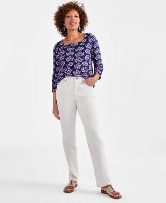 Style & Co - Petite High Rise Straight-Leg Jeans