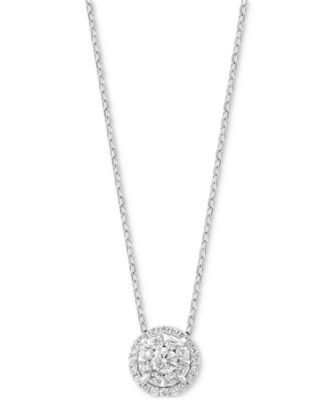EFFY Collection - Diamond Halo 18" Pendant Necklace (5/8 ct. t.w.) in 14k White Gold