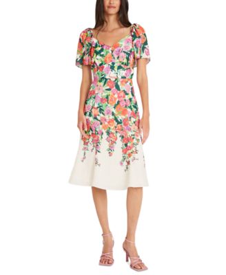 Maggy London - Women's Printed Sweetheart-Neck Fit & Flare Dress
