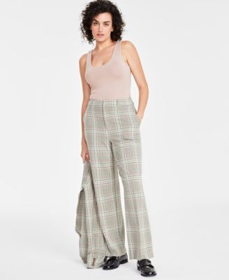 On 34th - Women's Plaid-Print Wide-Leg Trousers